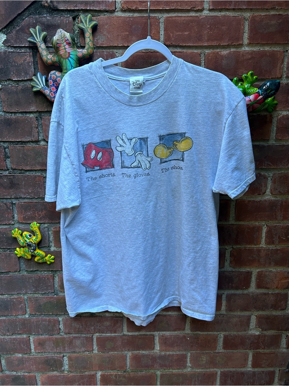 Vintage Disney Light Gray Short-Sleeve Tee with Character Icon Panels